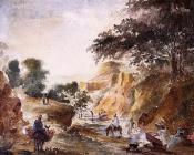 卡米耶 毕沙罗 : Landscape with Figures by a River